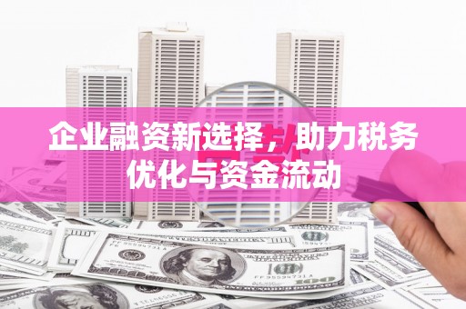 昆都仑企业融资新选择，助力税务优化与资金流动