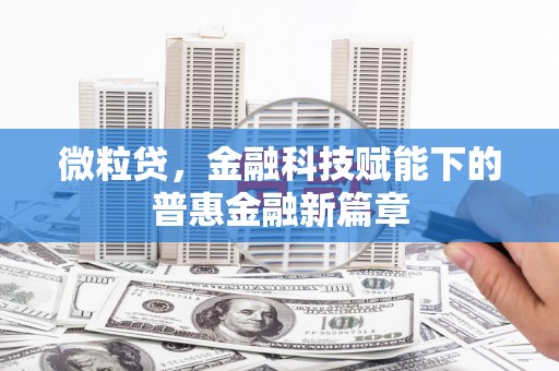 昆都仑微粒贷，金融科技赋能下的普惠金融新篇章