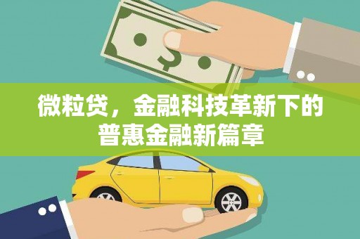 昆都仑微粒贷，金融科技革新下的普惠金融新篇章