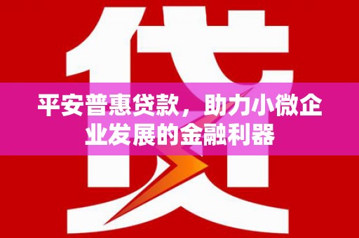 昆都仑平安普惠贷款，助力小微企业发展的金融利器